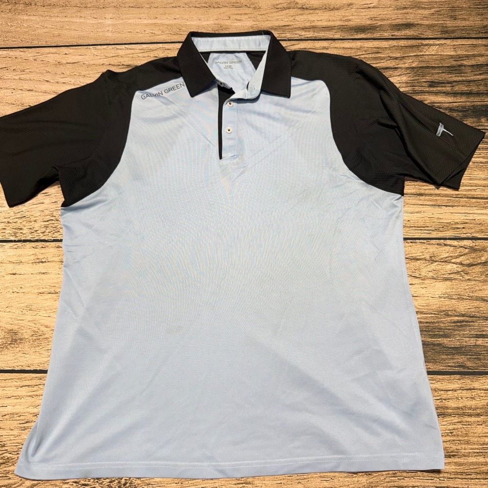 Galvin Green Polo Shirt Mens L Blue Black Colorblock Ventil8 Golf Performance